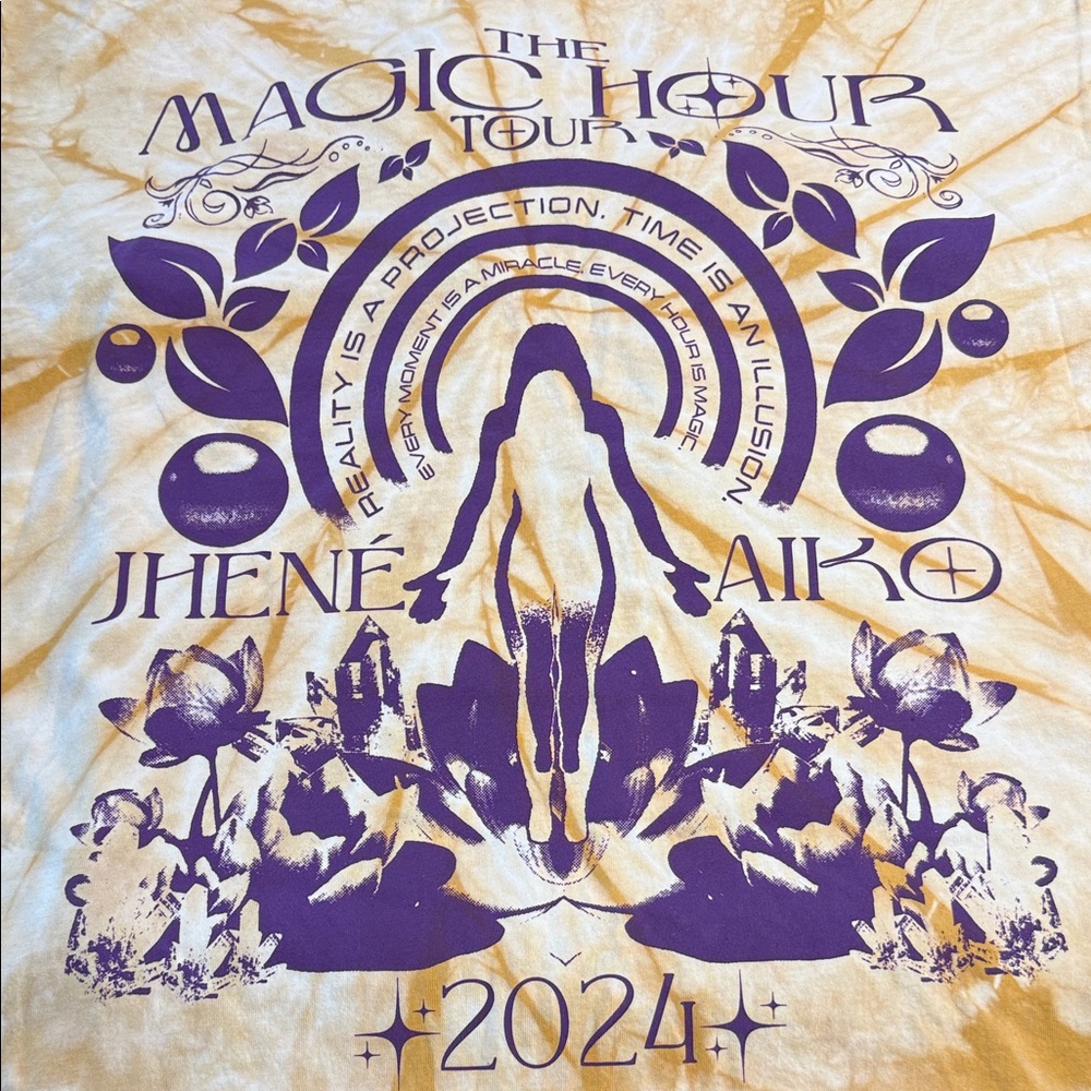 JHENE AIKO THE MAGIC HOUR TOUR T SHIRT Purple and Cream tie dye 2XL NWOT